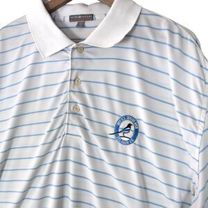 Peter Millar Summer Comfort Polo XL White Blue Stripe Golf 2015 U.S. Senior Open